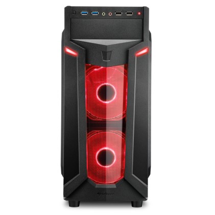 Sharkoon Case Vg6-W Red, Atx, 2Xusb, 2Xusb3, 2, 6 Slots, 2X120