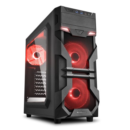 Sharkoon Case Vg7-W Red, Atx, 2Xusb3, 6 Slots, 2X120 Led Front 1X120 Rear, Window Acrilic,