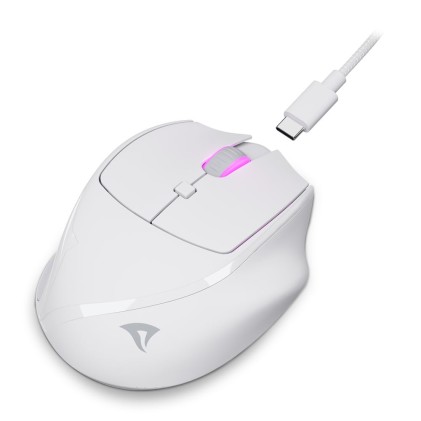 Sharkoon Mouse Wireless Officepal, Ergonomico, Bianco