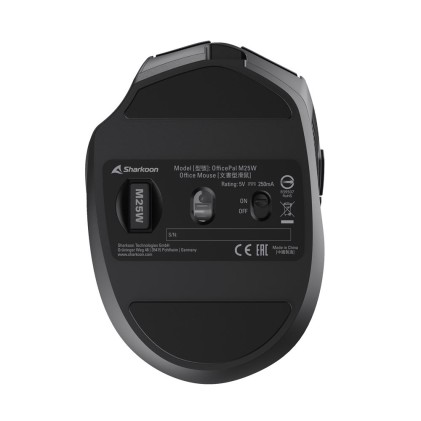 Sharkoon Mouse Wireless Officepal, Ergonomico, Nero