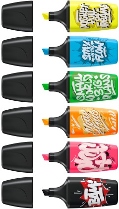 STABILO BOSS MINI by Snooze One evidenziatore 6 pz Punta smussata Nero, Blu, Verde, Arancione, Rosa, Giallo
