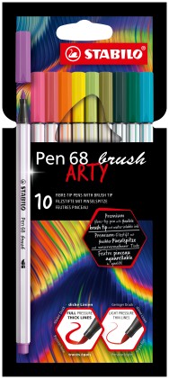 STABILO Pen 68 brush ARTY marcatore Colori assortiti 10 pz