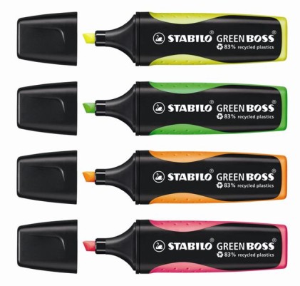 STABILO Green Boss evidenziatore 4 pz Punta smussata Verde, Arancione, Rosa, Giallo