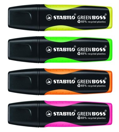 STABILO Green Boss evidenziatore 4 pz Punta smussata Verde, Arancione, Rosa, Giallo