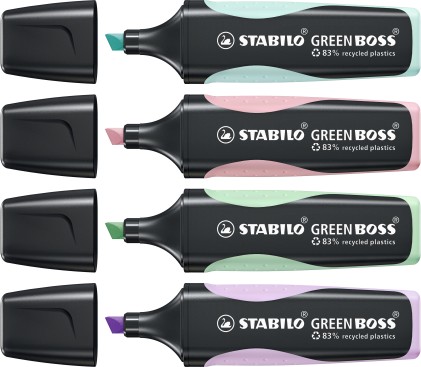 STABILO GREEN BOSS evidenziatore 4 pz Punta smussata Verde, Menta, Rosa, Viola