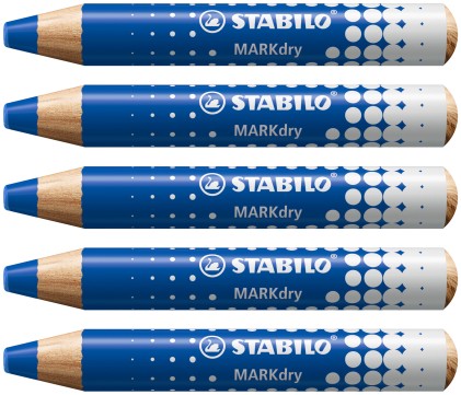 Stabilo MARKdry Pennarello per lavagna - Mina XXL da 10 mm - Legno certificato 100% CFRP - Colore blu