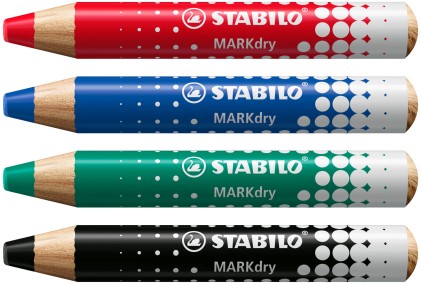 Stabilo MARKdry Pennarello per lavagna - Mina XXL da 10 mm - Legno certificato 100% CFRP - Colore blu