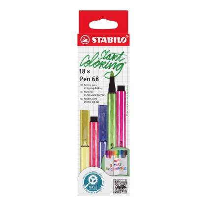 STABILO Pen 68 marcatore Medio Multicolore 18 pz