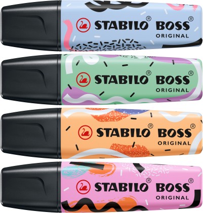 STABILO BOSS ORIGINAL evidenziatore 4 pz Punta smussata Blu, Fucsia, Menta, Arancione