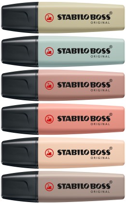 STABILO BOSS NatureColors evidenziatore 6 pz Punta smussata Nero, Bronzo, Marrone, Verde, Grigio, Verde chiaro