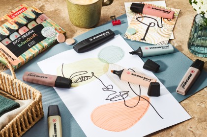 STABILO BOSS NatureColors evidenziatore 6 pz Punta smussata Nero, Bronzo, Marrone, Verde, Grigio, Verde chiaro