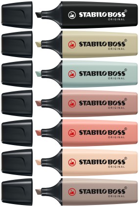 STABILO BOSS NatureColors evidenziatore 6 pz Punta smussata Nero, Bronzo, Verde, Grigio, Verde chiaro