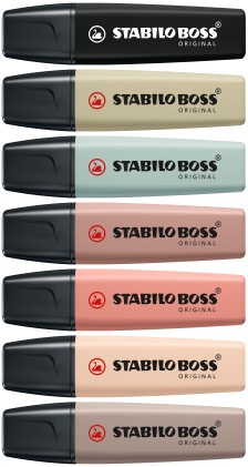 STABILO BOSS NatureColors evidenziatore 6 pz Punta smussata Nero, Bronzo, Verde, Grigio, Verde chiaro