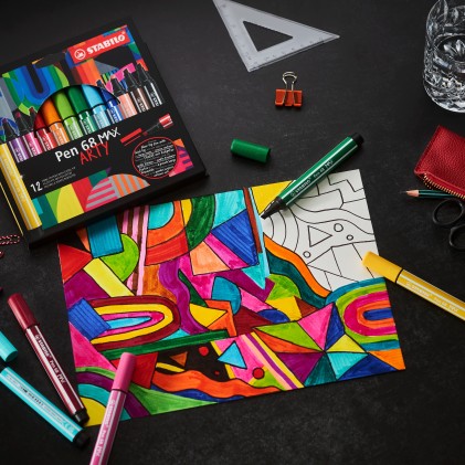 STABILO Pen 68 MAX marcatore Nero, Blu, Rosso 4 pz