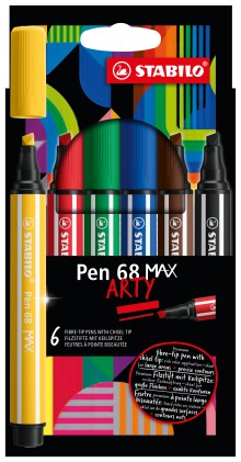 STABILO Pen 68 MAX marcatore Nero, Blu, Marrone, Verde, Rosso, Giallo 6 pz