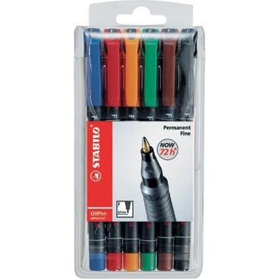 STABILO OHPen universal permanent, 6 Pack marcatore permanente Tipo di punta Nero, Blu, Marrone, Verde, Arancione, Rosso 6 pz