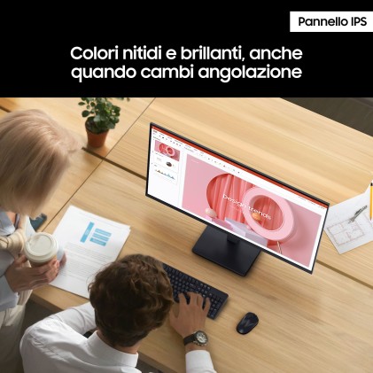 Monitor Samsung Essential S3 24" IPS FullHD 1080p 100Hz Freesync - Risposta 5ms - Angolo di visione 178° - HDMI - VESA 100x100mm