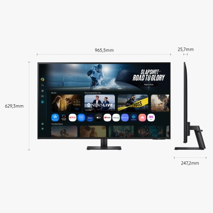 Samsung Smart Monitor 43 Led Va Wqhd 4Ms 300 Cdm, Reg Altezza, Dvi/Hdmi, Multimediale