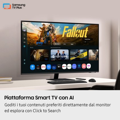 Samsung Smart Monitor 43 Led Va Wqhd 4Ms 300 Cdm, Reg Altezza, Dvi/Hdmi, Multimediale