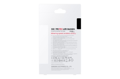 Samsung Ssd Interno 990 Pro 1Tb M.2 Pci-E R/W 7400/6900 Gen 4X4 Con Heatsink