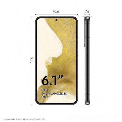 Sm Samsung Galaxy S22 5G Black 6,1" 8+128Gb Ds Ita