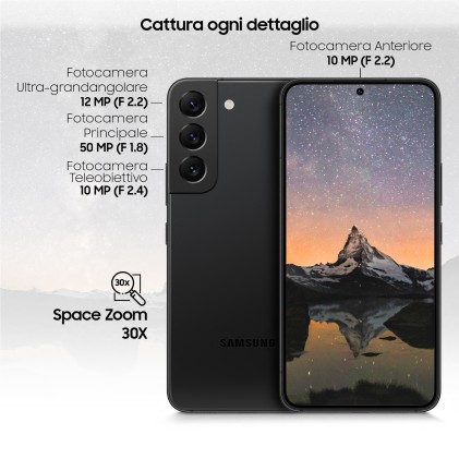 Sm Samsung Galaxy S22 5G Black 6,1" 8+128Gb Ds Ita