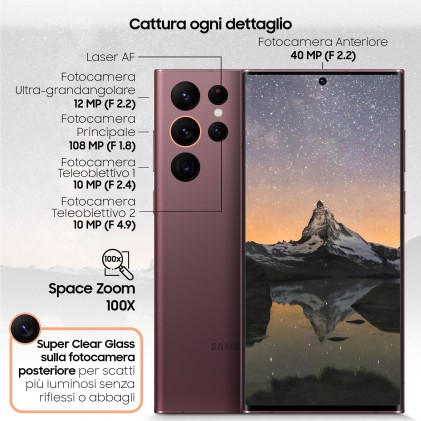 Sm Samsung Galaxy S22 Ultra 5G Red 6,8" 12+512Gb Ds Ita