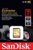 SANDISK Extreme 16GB SDHC UHS-I U3 Card Class10 90MB/s