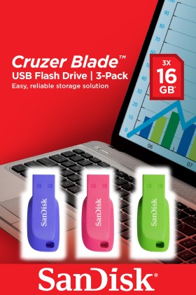 Chiavetta Usb Sandisk Cruzer Blade 16Gb Tripac Sdcz50C-016G-B46T