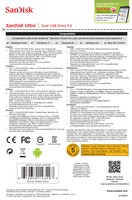 Sandisk Ultra Dual USB Drive 3.0, 32 GB, Velocit&agrave; di lettura fino a 150 MB/s, Nero
