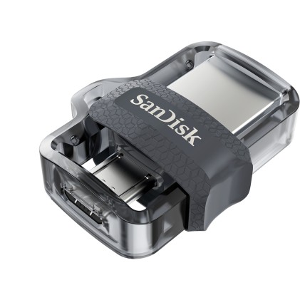 SanDisk Ultra Dual m3.0 unit&agrave; flash USB 32 GB USB Type-A / Micro-USB 3.2 Gen 1 (3.1 Gen 1) Nero, Argento, Trasparente