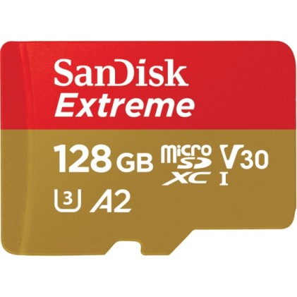 SANDISK Extreme microSDXC 128GB + SD Adapter + Rescue Pro Deluxe 160MB/s A2 C10 V30 UHS-I U4