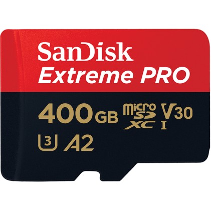 SANDISK Extreme Pro microSDXC 400GB + SD Adapter + Rescue Pro Deluxe 170MB/s A2 C10 V30 UHS-I U3