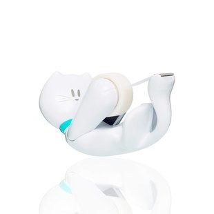 Dispenser di nastro adesivo Scotch Magic - Forma di gatto - Include 1 rotolo da 19 mm x 8,89 m - Bianco