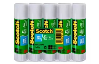 Scotch Confezione da 5 stick di colla, adesivo solido - 21 g per unit&agrave; - Trasparente