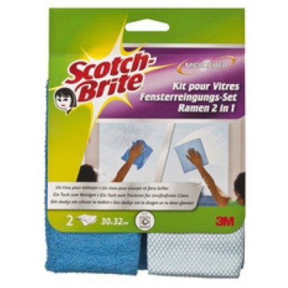 Scotch-Brite SBWT715 Panno per la Pulizia Microfibra Blu, Grigio 2 pz