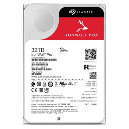 Seagate IronWolf Pro ST32000NT000 disco rigido interno 32 TB 7200 Giri/min 3.5" Serial ATA III