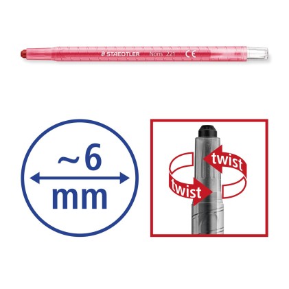Confezione da 12 pastelli rotanti Staedtler Noris 221 - Diametro 6 mm - Resistenti alla rottura - Coloranti alimentari - Colori assortiti