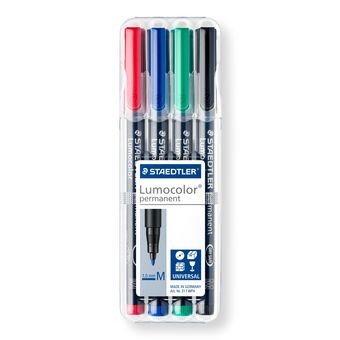 Staedtler Lumocolor 317 WP4 marcatore permanente Nero, Blu, Verde, Rosso 4 pz