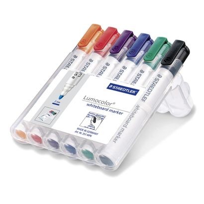 Staedtler Lumocolor whiteboard marker 351 evidenziatore 6 pz Tipo di punta Nero, Blu, Verde, Arancione, Rosso, Viola