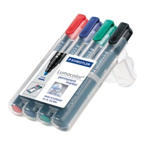 Staedtler Lumocolor permanent marcatore permanente Nero, Blu, Verde, Rosso 4 pz