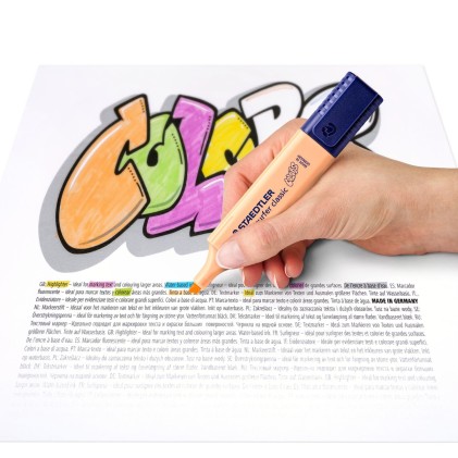 Staedtler 364 C evidenziatore 10 pz Punta smussata Nero, Marrone, Azzurro, Grigio chiaro, Lime, Menta, Pesca, Rosa, Viola, Giallo