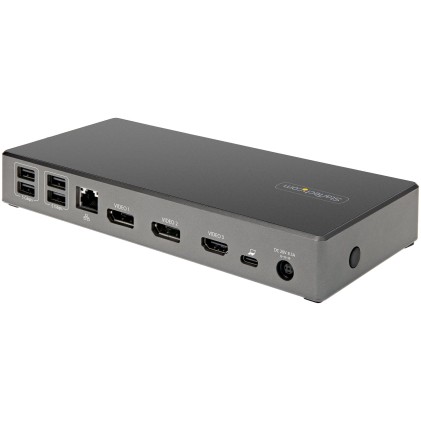 StarTech.com Dock USB type C - Docking station USB C con triplo monitor 4K - Power Delivery 100W - DP 1.4 Alt Mode & DSC, 2x DisplayPort 1.4/HDMI 2.0 - 6xUSB (2x 10Gbps) - Windows/Chrome