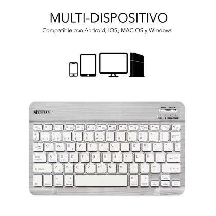 SUBBLIM TECLADO SMART BLUETOOTH SILVER Argento, Bianco QWERTY Spagnolo