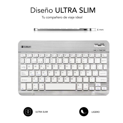 SUBBLIM TECLADO SMART BLUETOOTH SILVER Argento, Bianco QWERTY Spagnolo