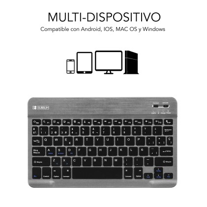 SUBBLIM TECLADO SMART BLUETOOTH GREY Nero, Grigio QWERTY Spagnolo