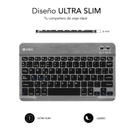 SUBBLIM TECLADO SMART BLUETOOTH GREY Nero, Grigio QWERTY Spagnolo