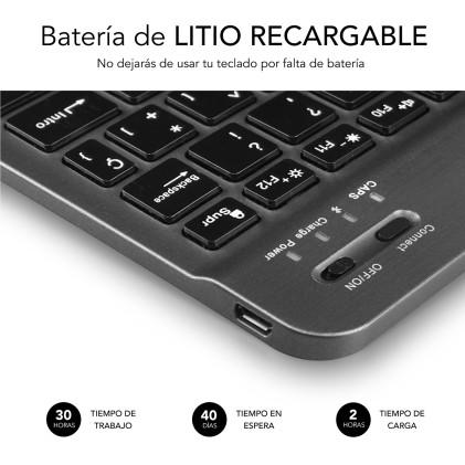 SUBBLIM TECLADO SMART BLUETOOTH GREY Nero, Grigio QWERTY Spagnolo