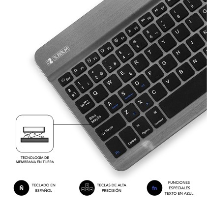 SUBBLIM TECLADO SMART BLUETOOTH GREY Nero, Grigio QWERTY Spagnolo