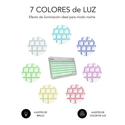 Tastiera Subblim Smart retroilluminata BT - Connettivit&agrave; Bluetooth 30 - Illuminazione regolabile in 7 colori - Design sottile 6 mm - Tecnologia a membrana ad alta precisione - Batteria a lunga durata - Colore grigio